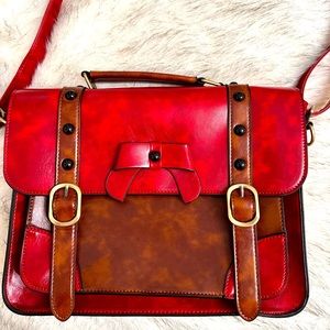 ECOSUSI Vintage Messenger Bag
Briefcase Red & Brown Faux Leather
Classic Bow New